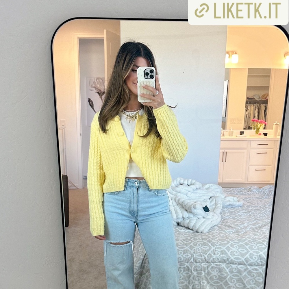 All in Favor Yellow Cardigan Sweater